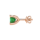 Side profile, rose gold emerald green earrings, four-prong gallery.