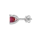 Side profile, white gold raspberry red earrings, four-prong gallery.