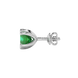 Side profile, white gold emerald green earrings, six-prong gallery.