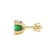 Side profile, yellow gold emerald green earrings, six-prong gallery.