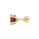 Side profile, yellow gold raspberry red earrings, six-prong gallery.