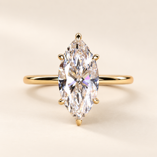 Marquise Cut Lab Grown Diamond Six-Prong Engagement Ring in Yellow Gold