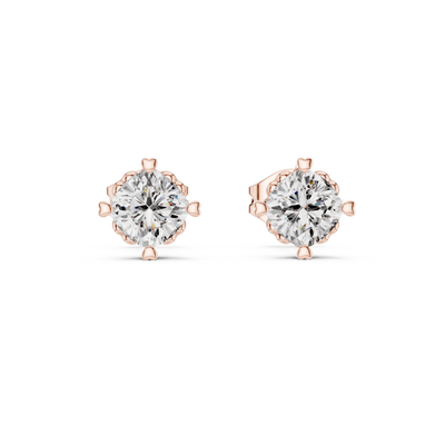 Cushion cut solitaire stud earrings in gold