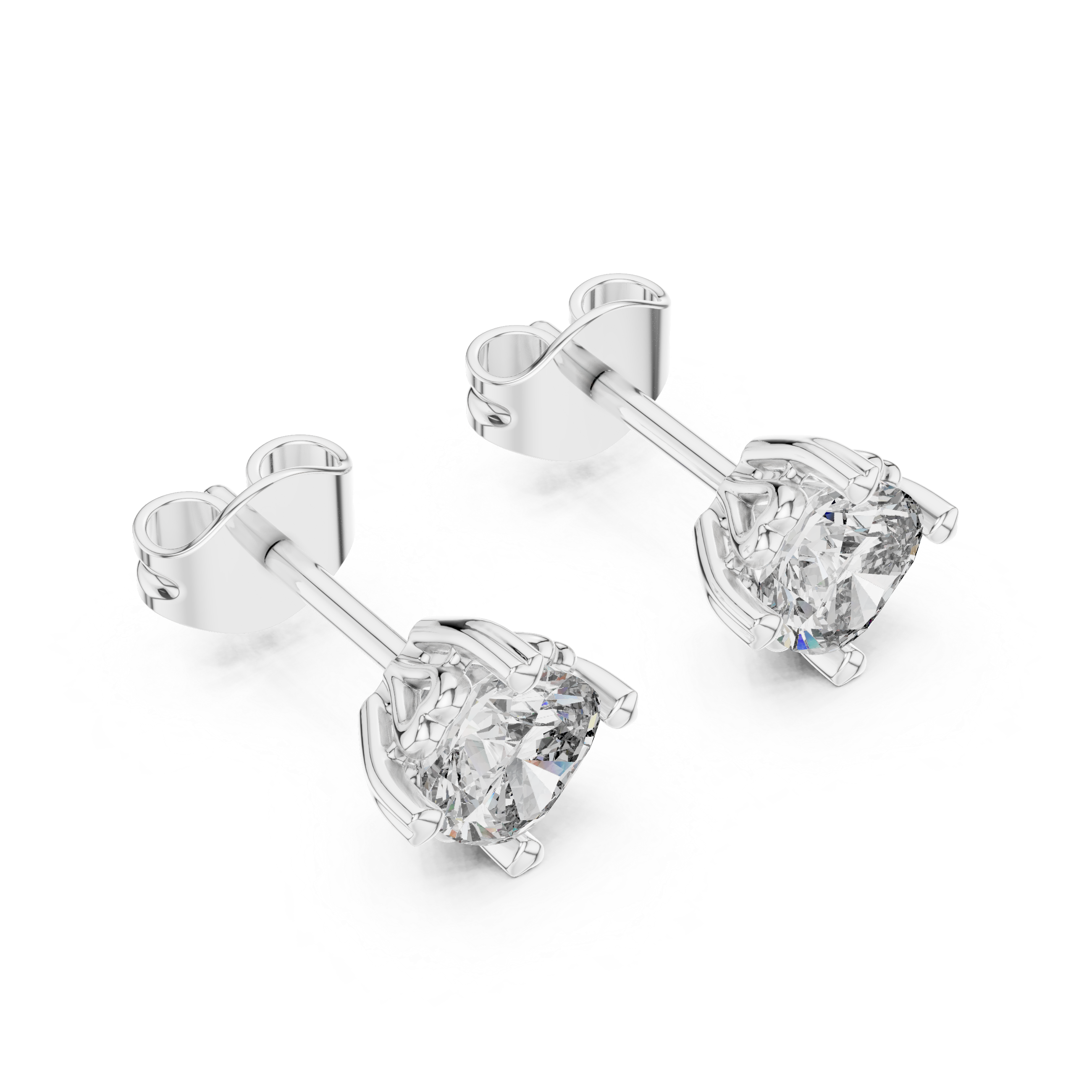 Cushion cut solitaire stud earrings in gold