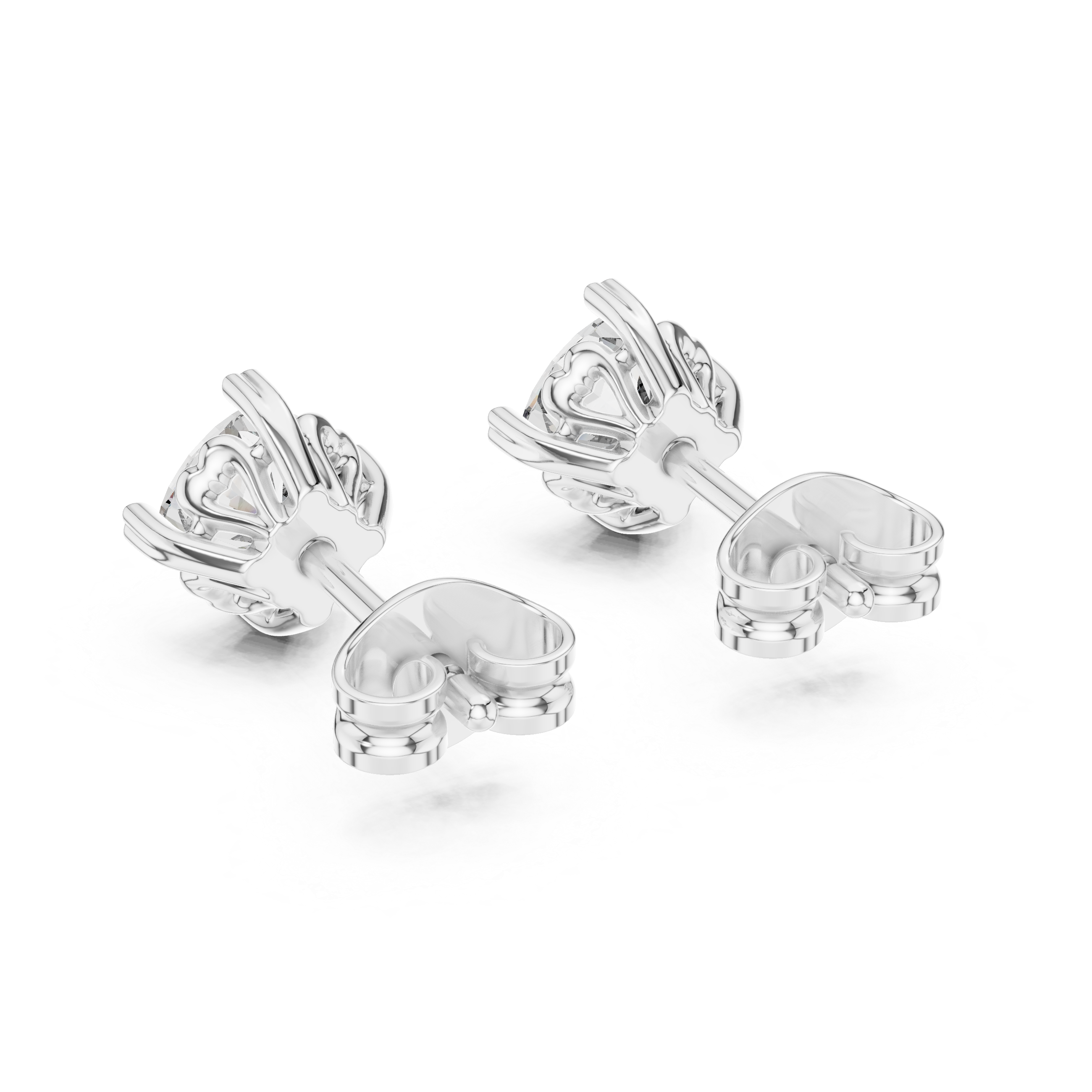 Cushion cut solitaire stud earrings in gold