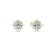 Cushion cut solitaire stud earrings in gold