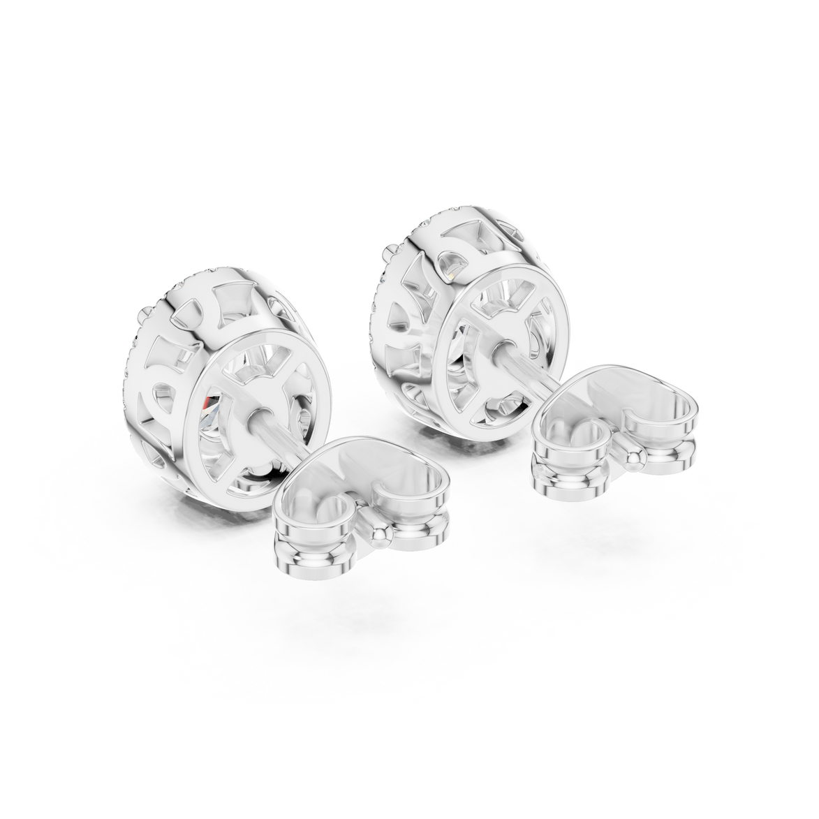 Oval halo diamond stud earrings in gold with lab grown diamonds