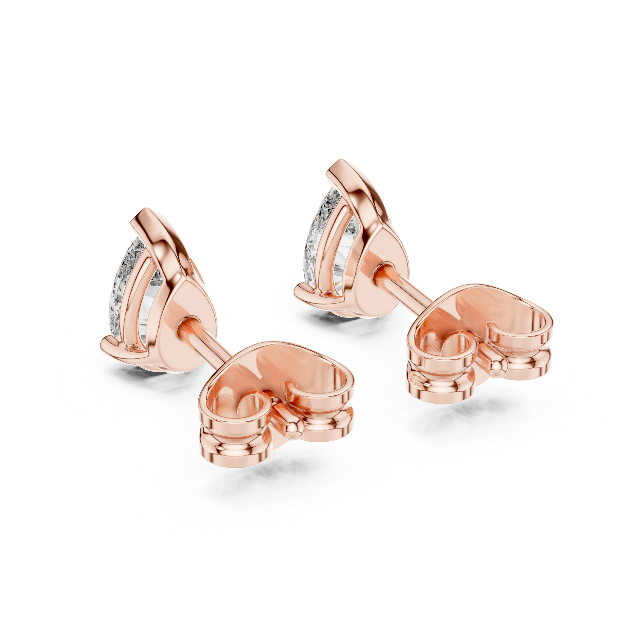 Pear cut solitaire diamond stud earrings in gold with lab grown diamonds