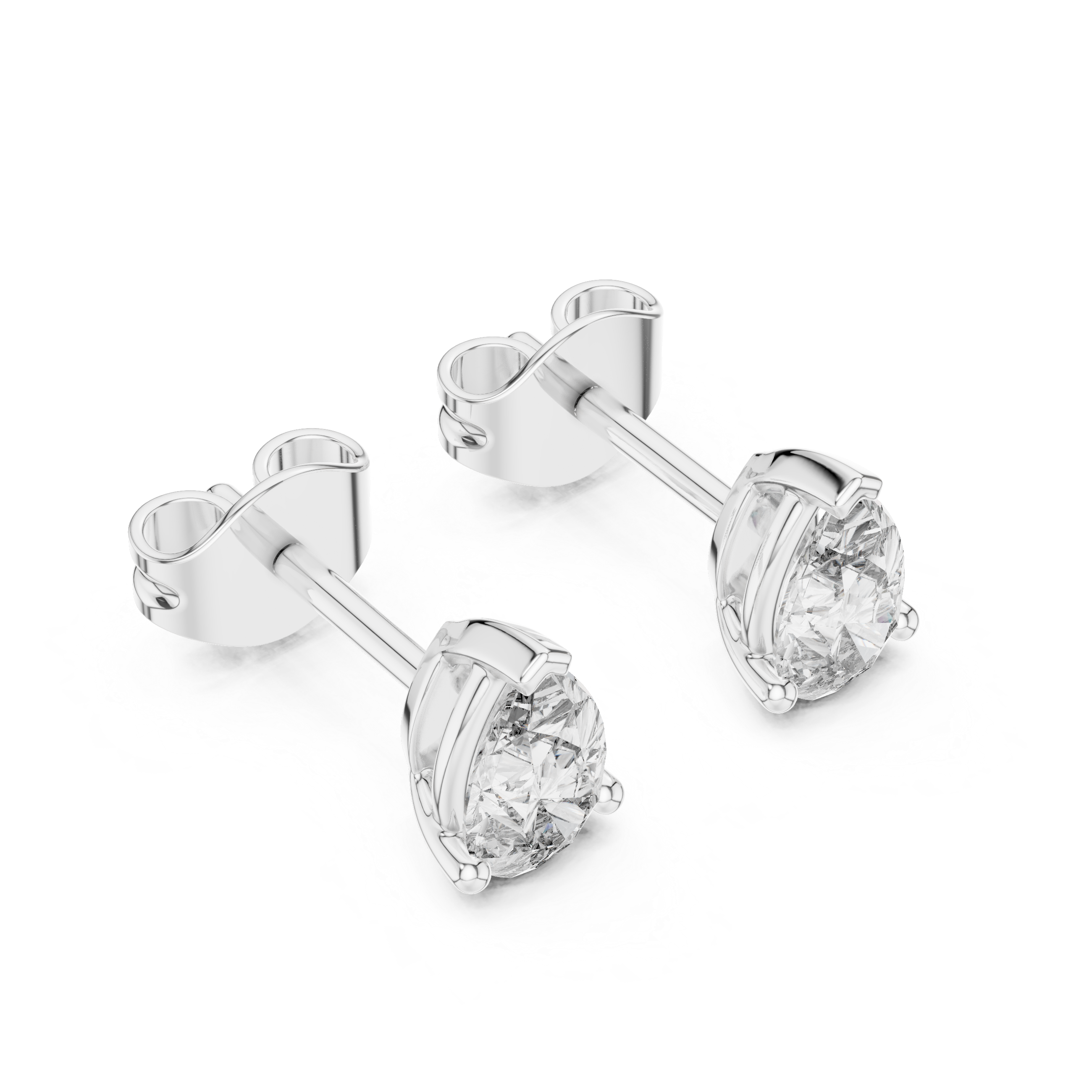 Pear cut solitaire diamond stud earrings in gold with lab grown diamonds