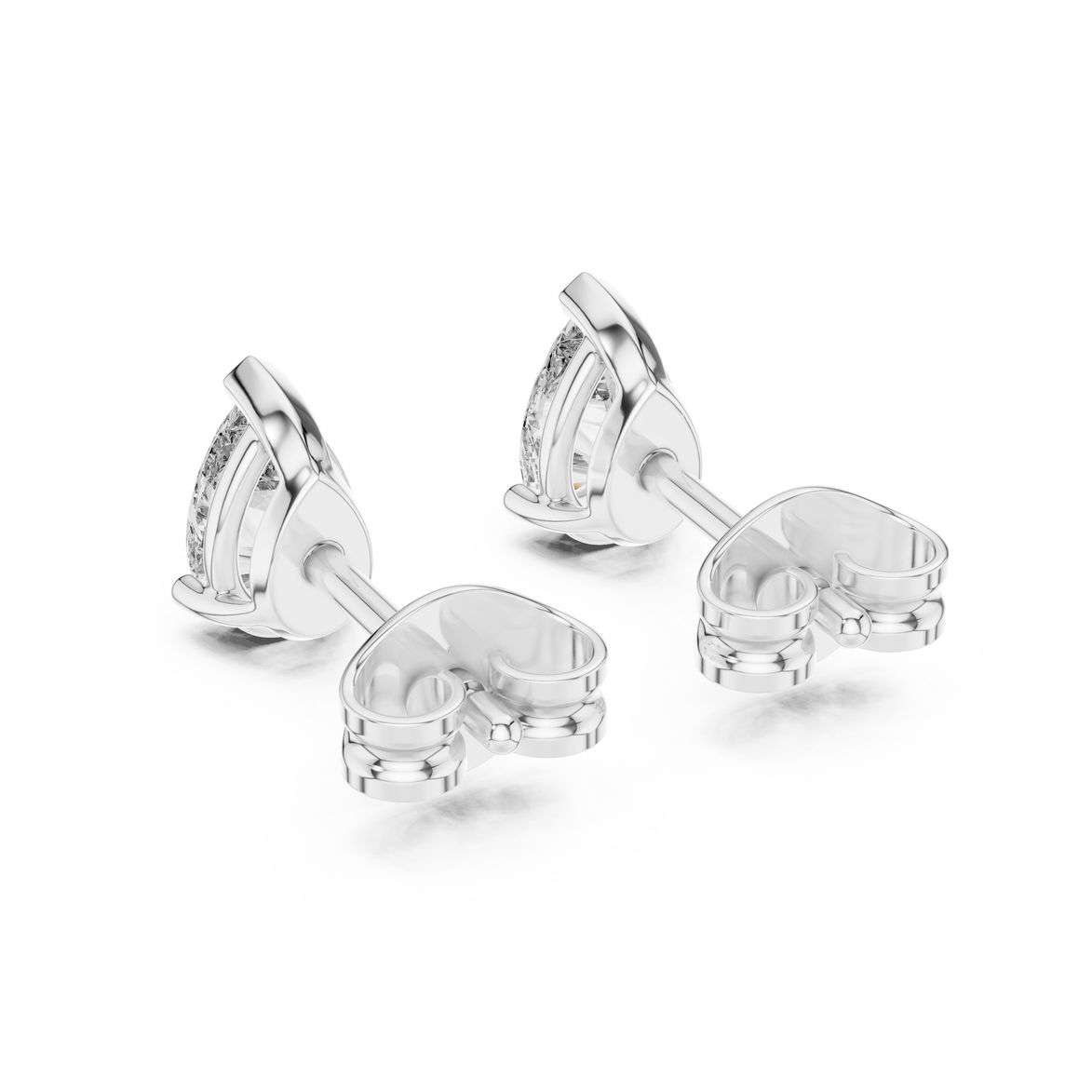 Pear cut solitaire diamond stud earrings in gold with lab grown diamonds