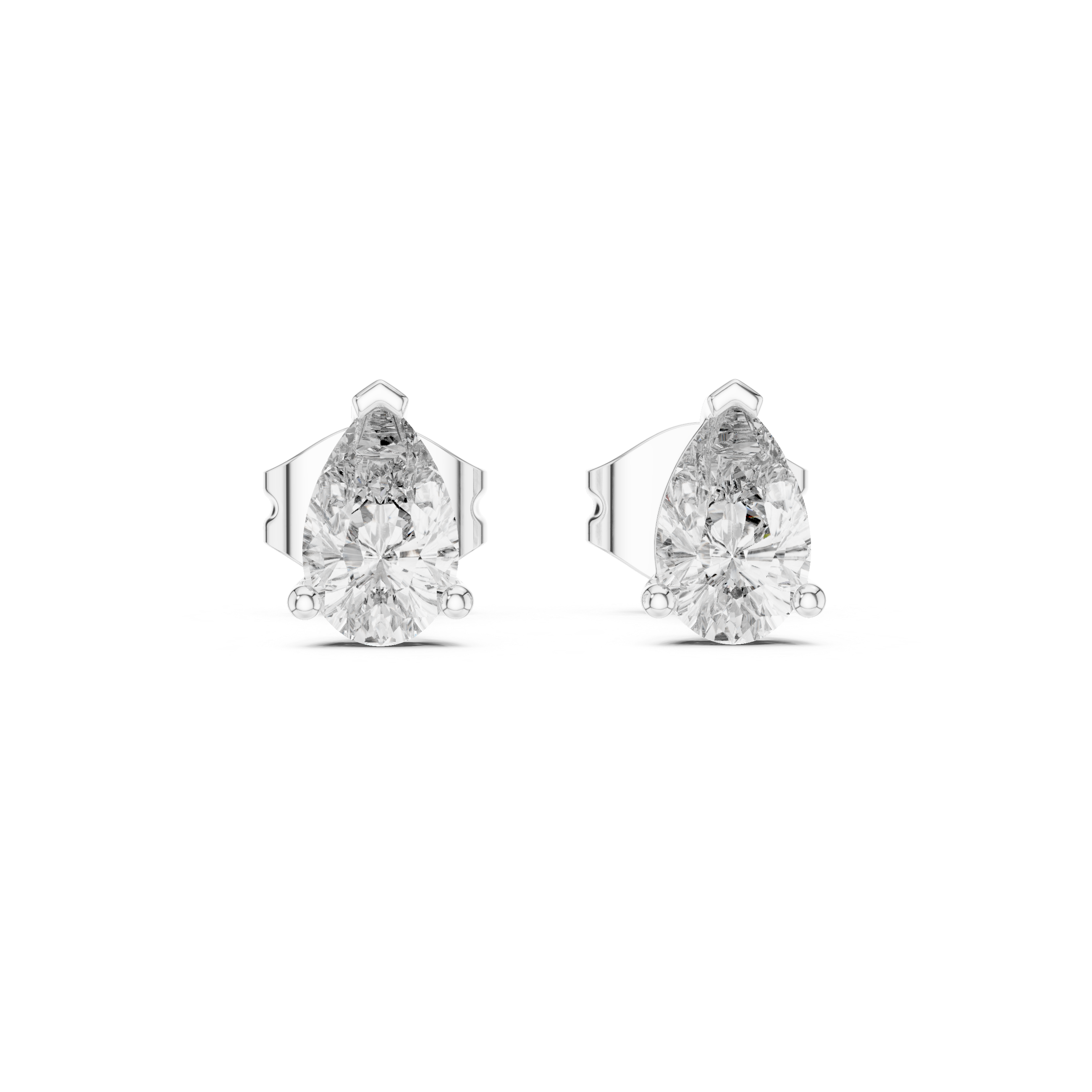 Pear cut solitaire diamond stud earrings in gold with lab grown diamonds