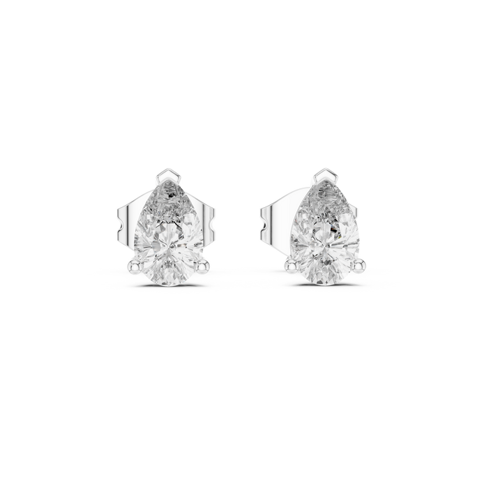 Pear cut solitaire diamond stud earrings in gold with lab grown diamonds