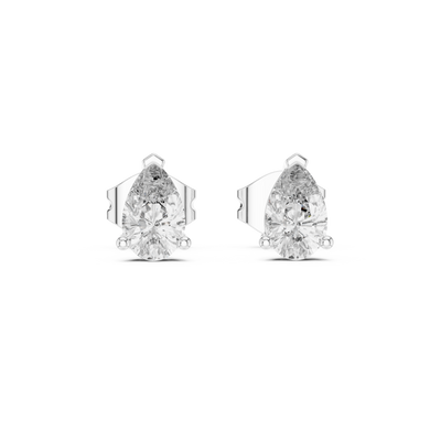 Pear cut solitaire diamond stud earrings in gold with lab grown diamonds