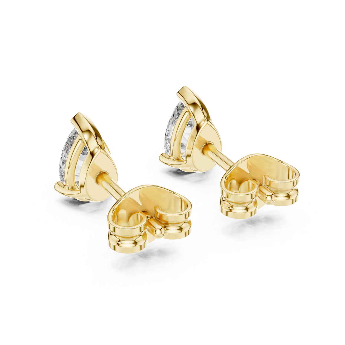 Pear cut solitaire diamond stud earrings in gold with lab grown diamonds