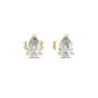 Front view of Timeless Teardrop Sparkle pear diamond stud earrings in yellow gold.