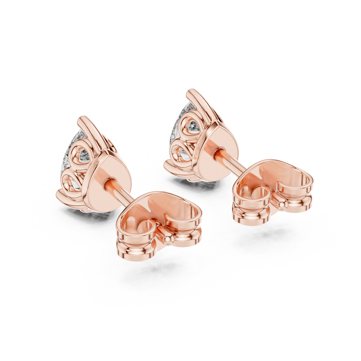 Pear cut solitaire diamond stud earrings in gold with lab grown diamonds