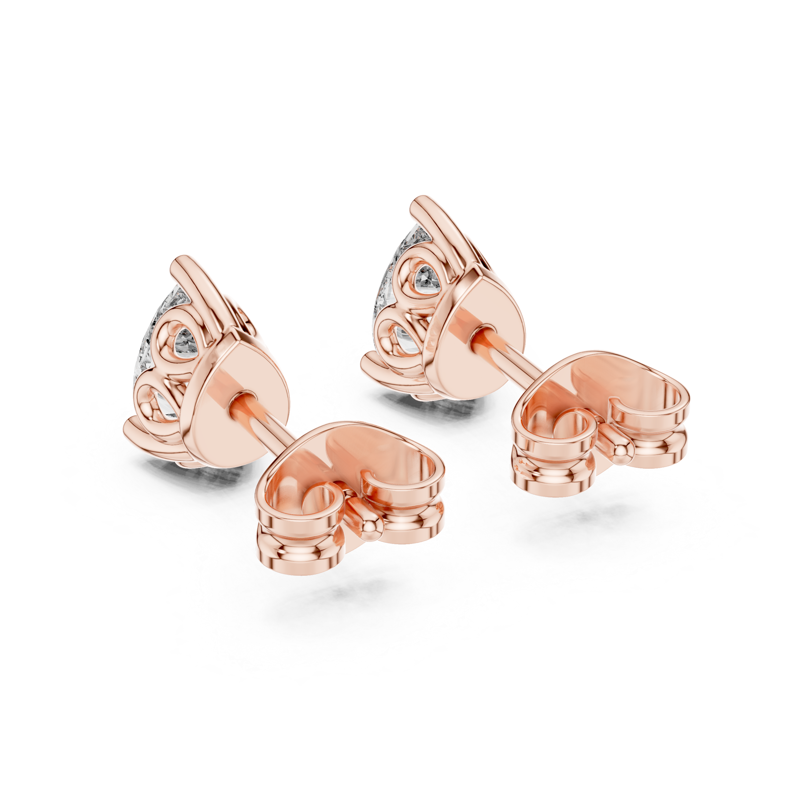 Pear cut solitaire diamond stud earrings in gold with lab grown diamonds