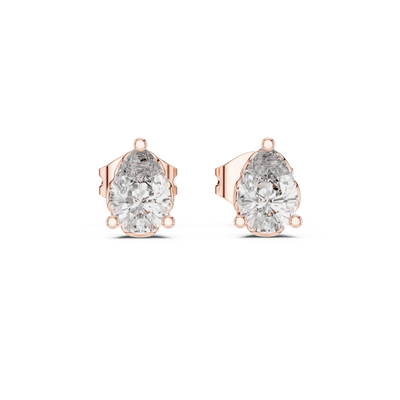 Pear cut solitaire diamond stud earrings in gold with lab grown diamonds