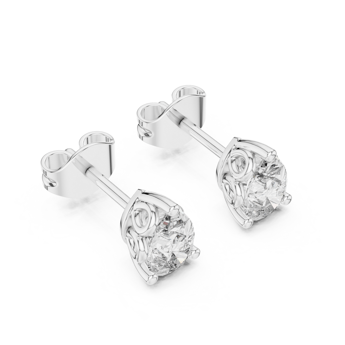 Pear cut solitaire diamond stud earrings in gold with lab grown diamonds