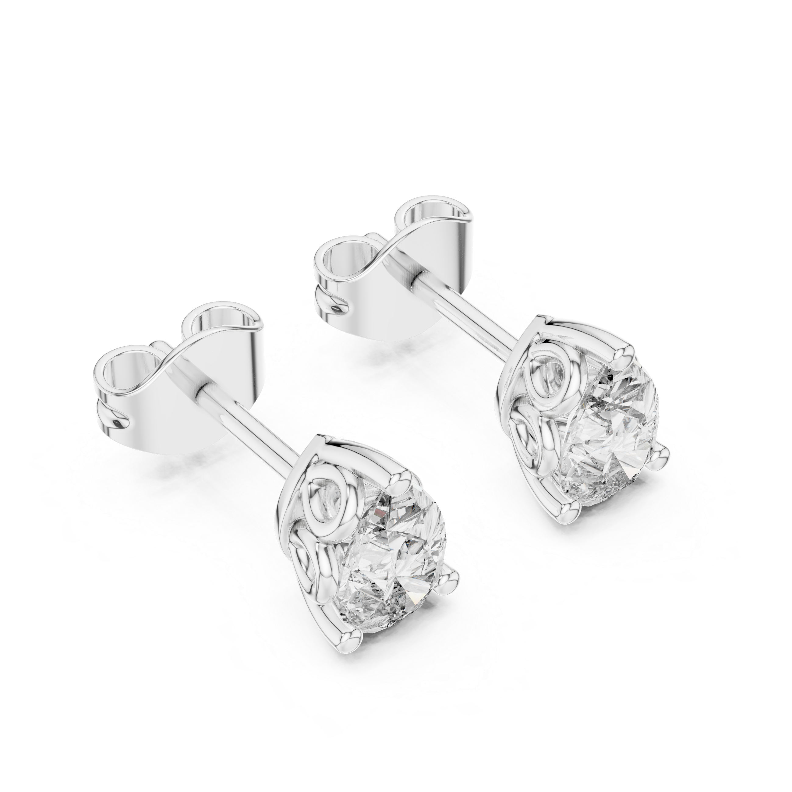 Pear cut solitaire diamond stud earrings in gold with lab grown diamonds