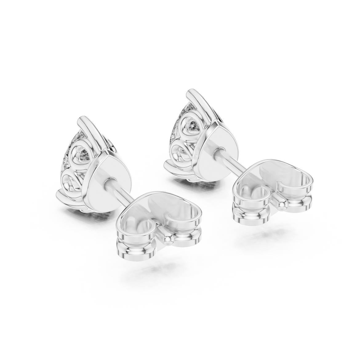 Pear cut solitaire diamond stud earrings in gold with lab grown diamonds