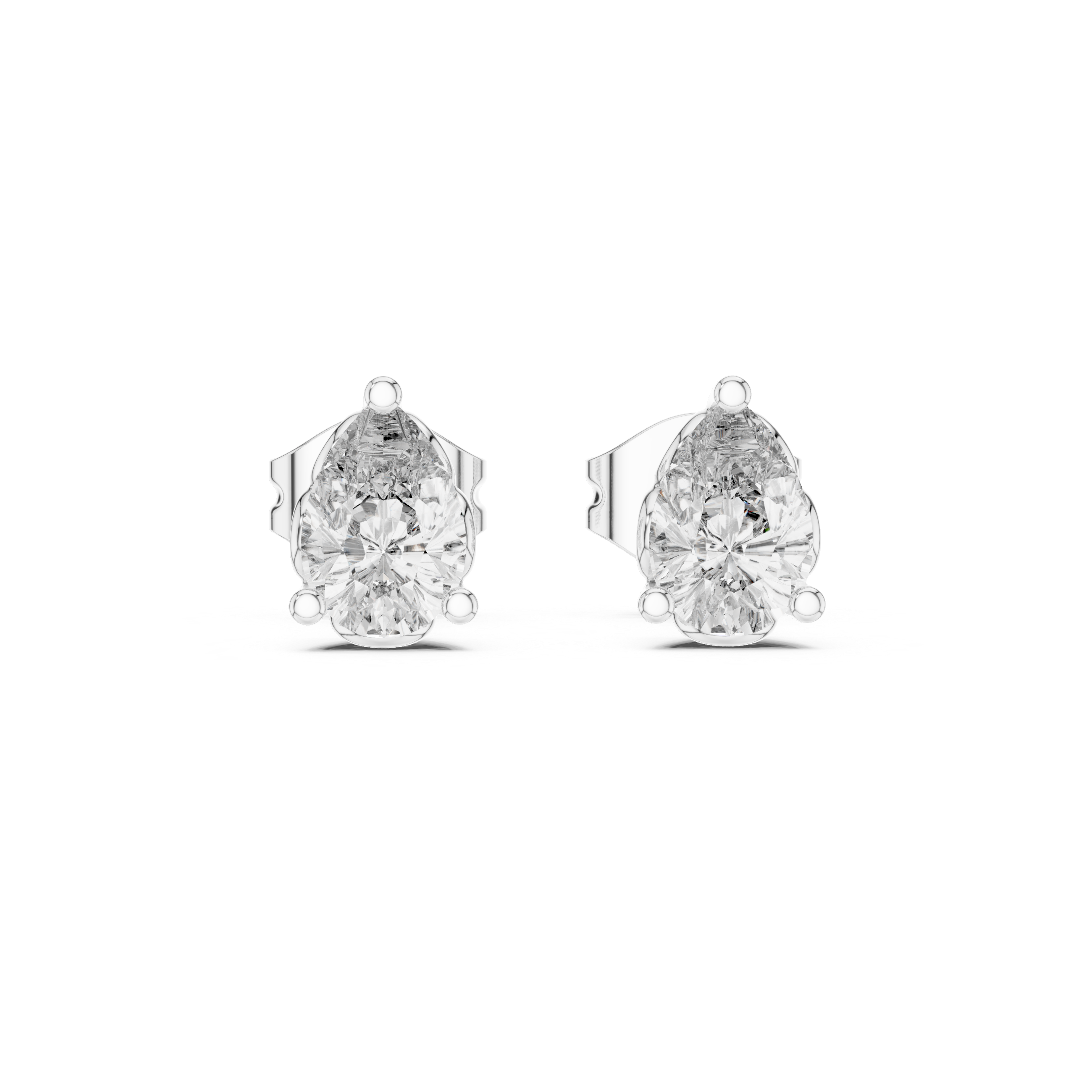 Pear cut solitaire diamond stud earrings in gold with lab grown diamonds