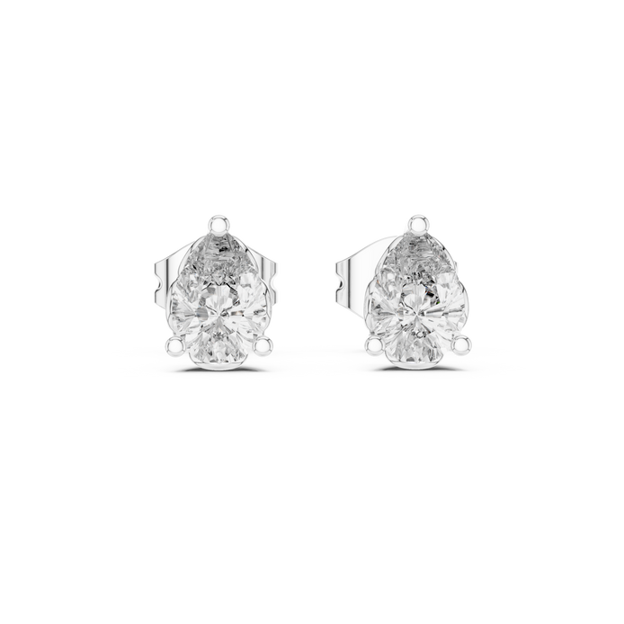Pear cut solitaire diamond stud earrings in gold with lab grown diamonds