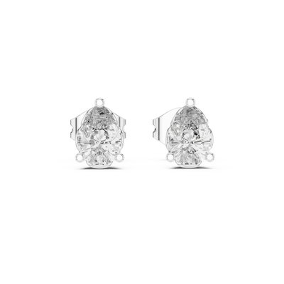 Pear cut solitaire diamond stud earrings in gold with lab grown diamonds