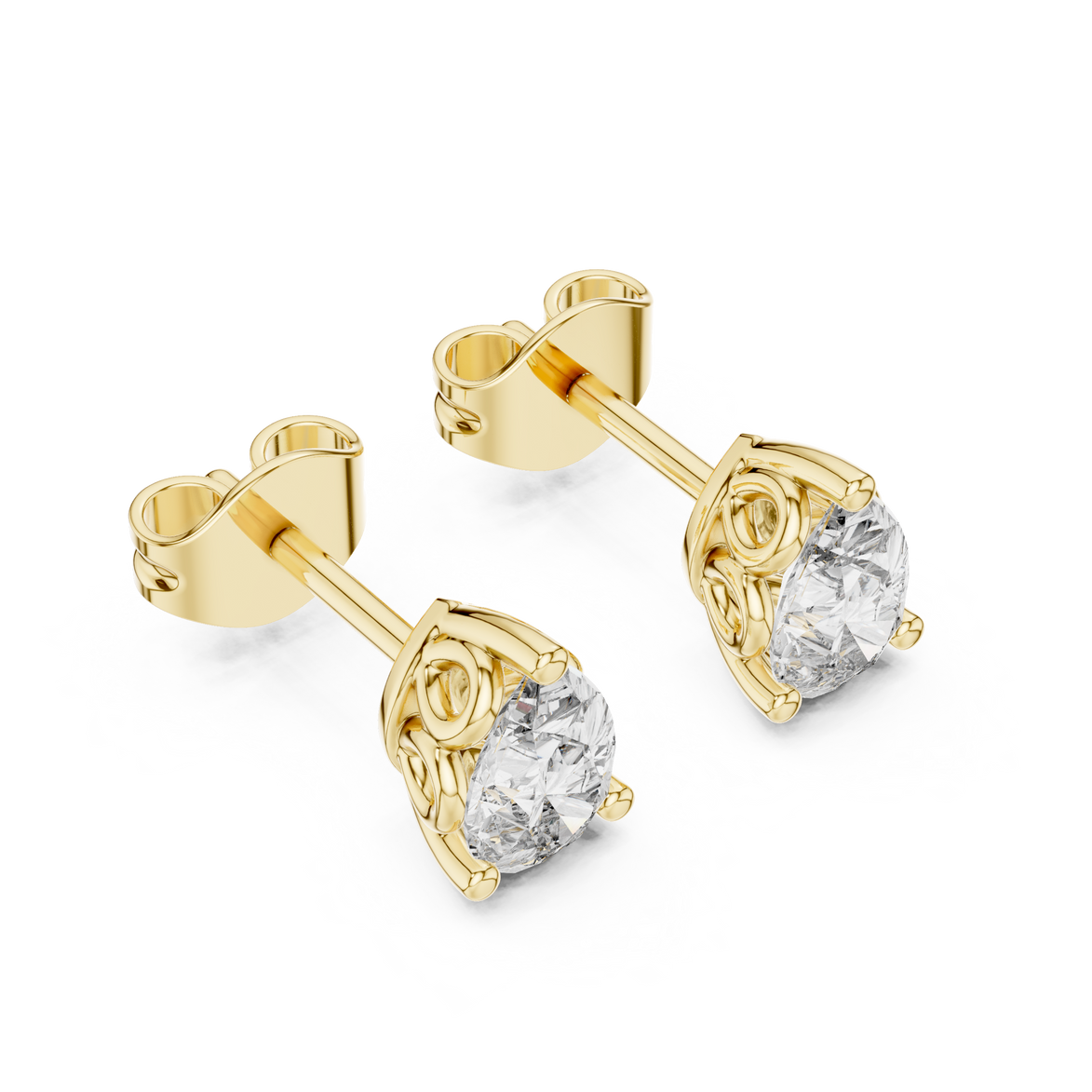 Pear cut solitaire diamond stud earrings in gold with lab grown diamonds