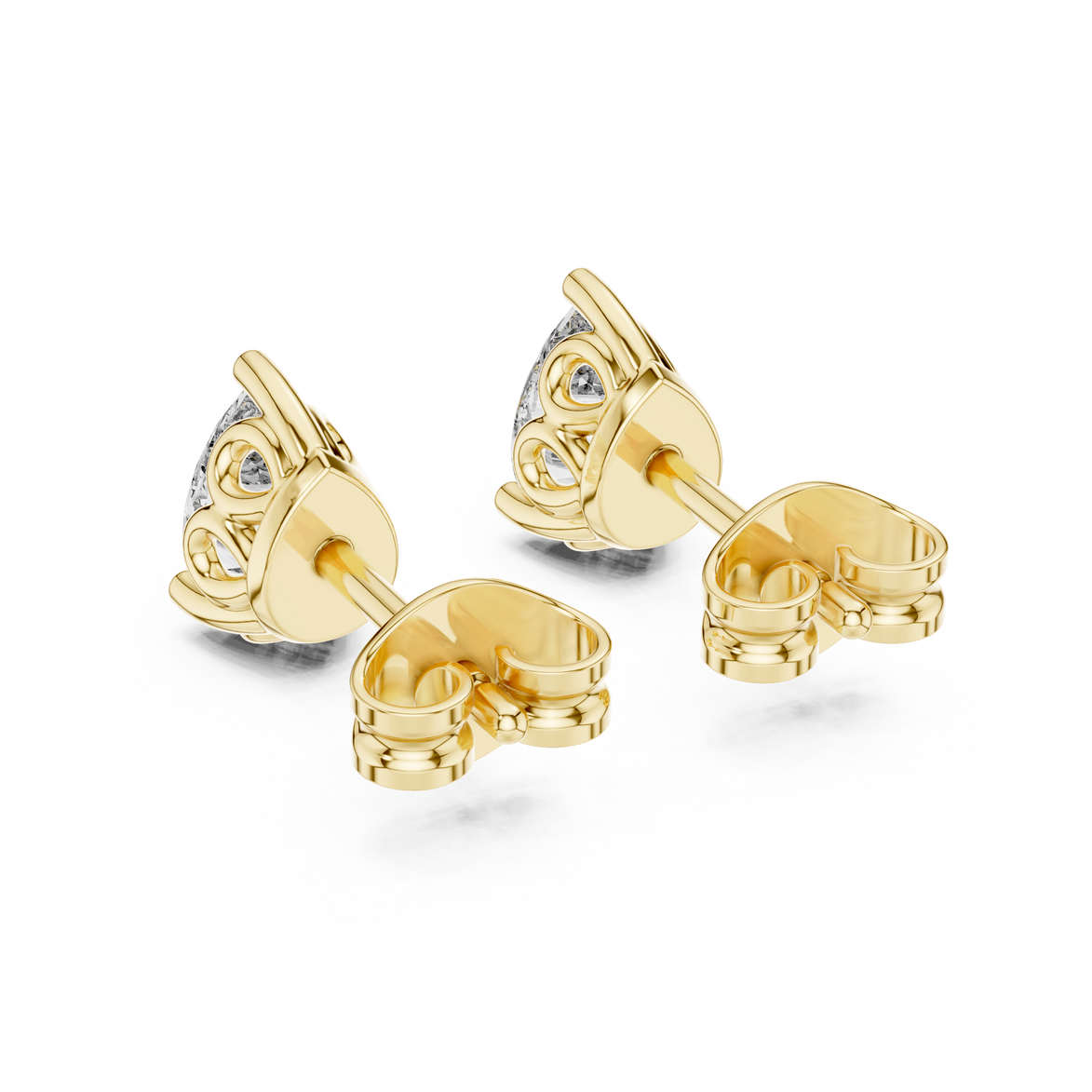 Pear cut solitaire diamond stud earrings in gold with lab grown diamonds