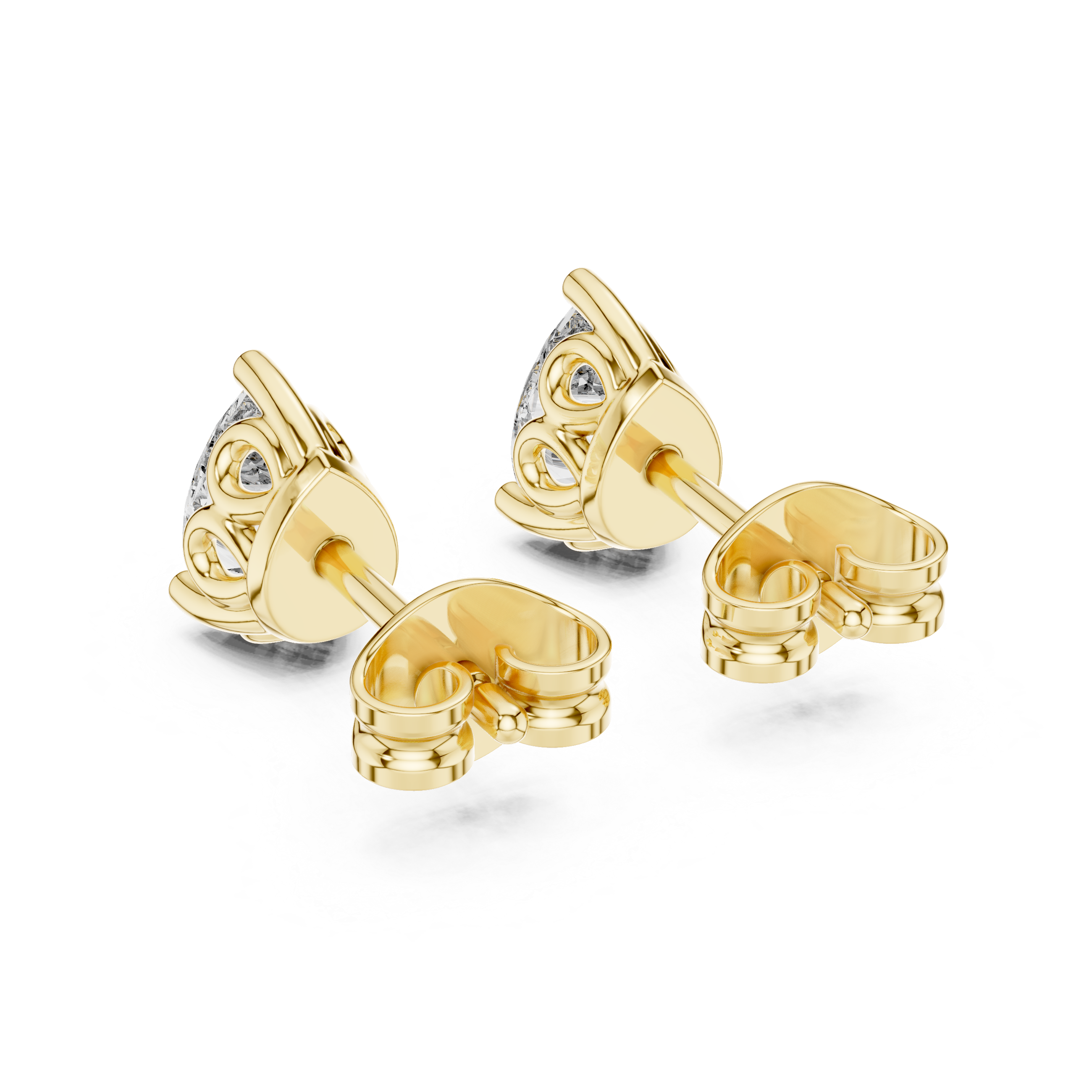 Pear cut solitaire diamond stud earrings in gold with lab grown diamonds
