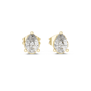 Front view of Pure Elegance pear diamond stud earrings in yellow gold.