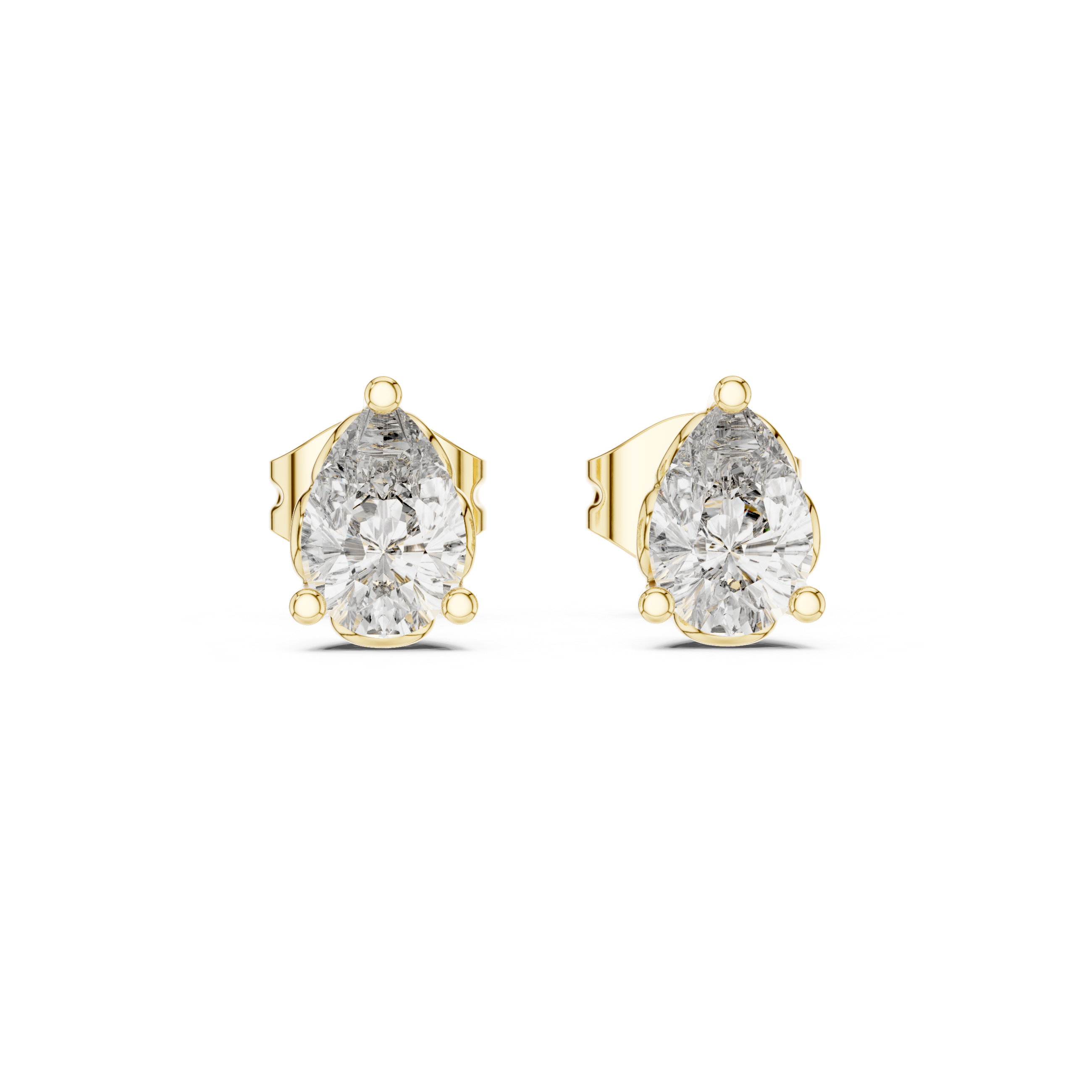 Pear cut solitaire diamond stud earrings in gold with lab grown diamonds