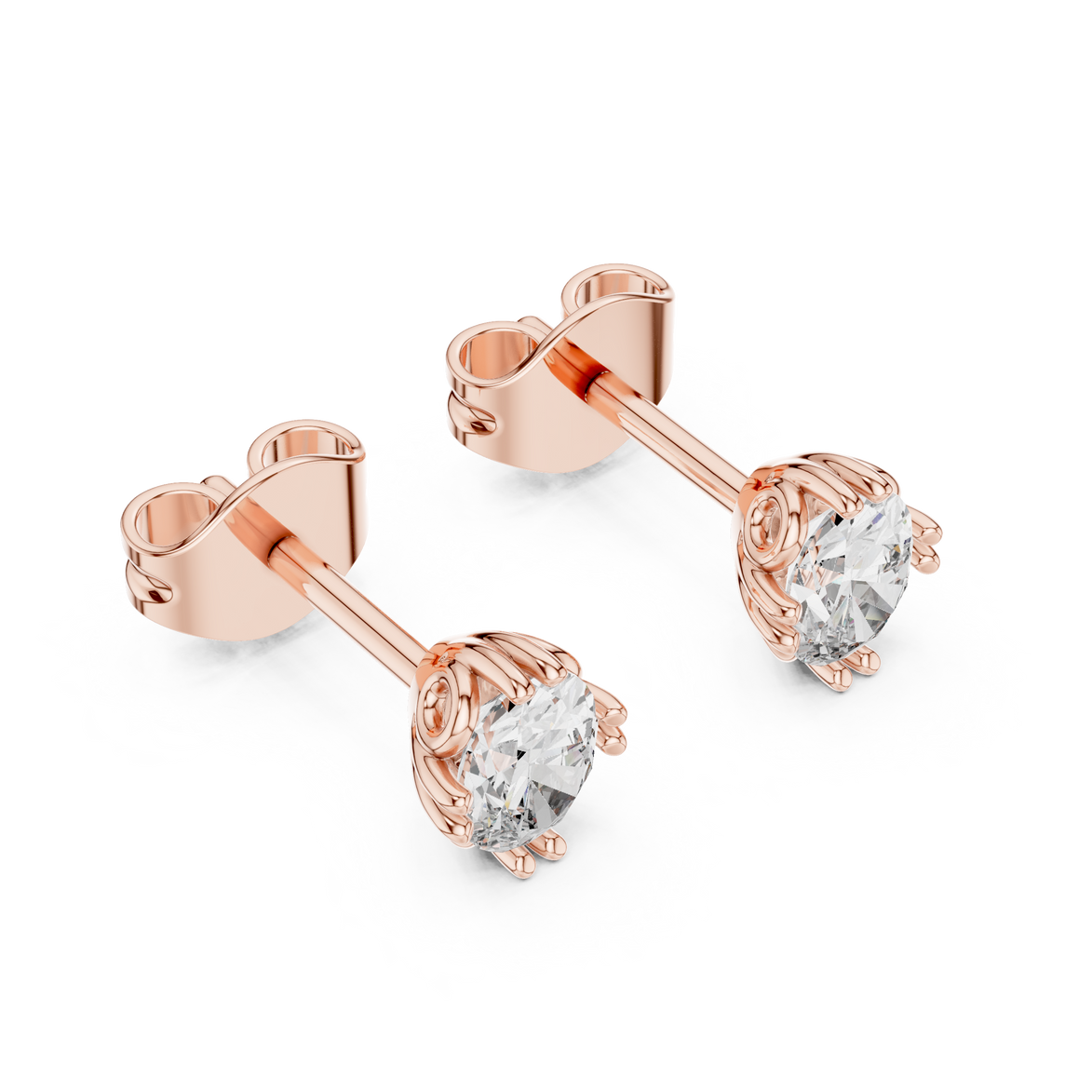 Oval cut solitaire diamond stud earrings in gold with lab grown diamonds by Signora Jewels