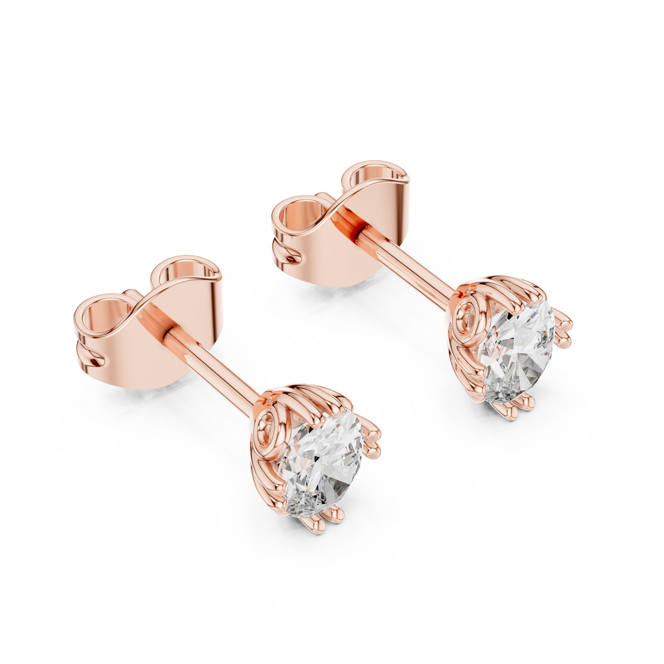 Oval cut solitaire diamond stud earrings in gold with lab grown diamonds by Signora Jewels