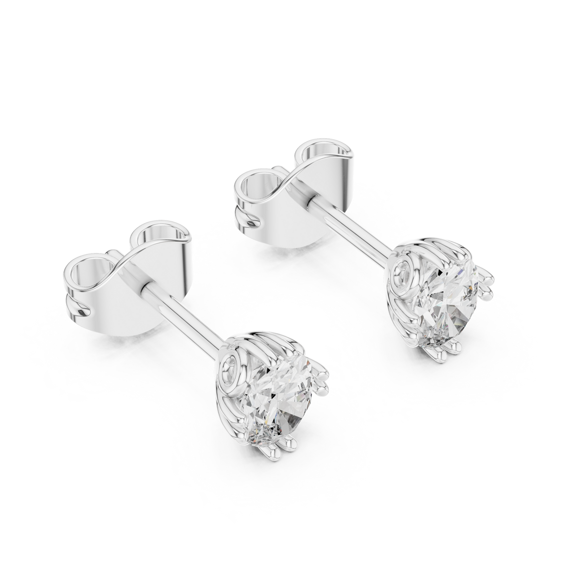 Oval cut solitaire diamond stud earrings in gold with lab grown diamonds by Signora Jewels