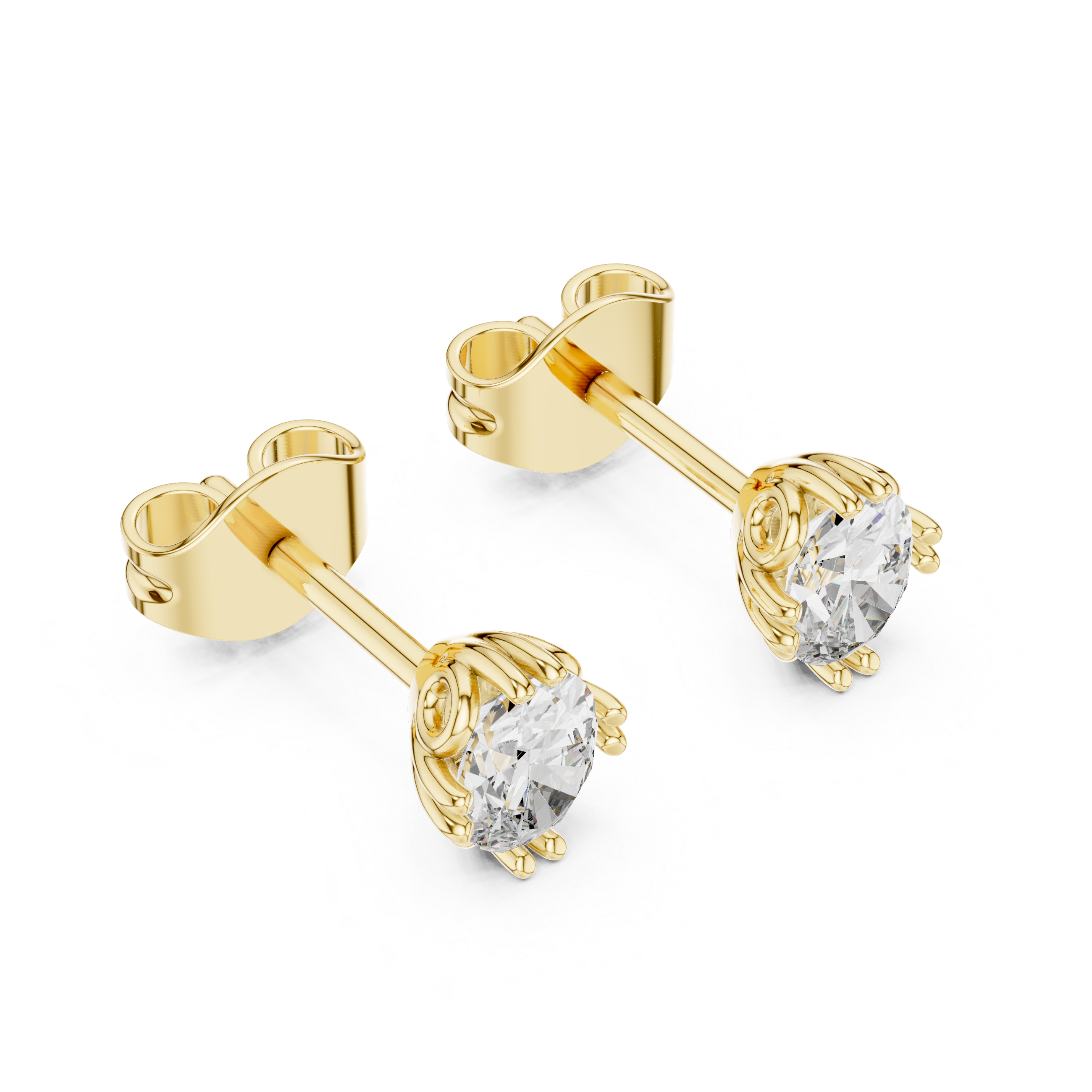Oval cut solitaire diamond stud earrings in gold with lab grown diamonds by Signora Jewels
