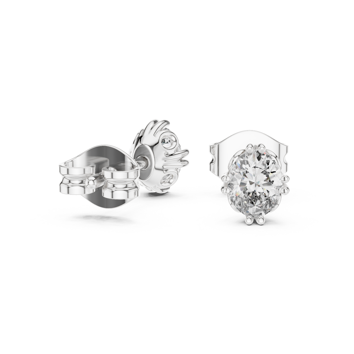 Oval cut solitaire diamond stud earrings in gold with lab grown diamonds by Signora Jewels