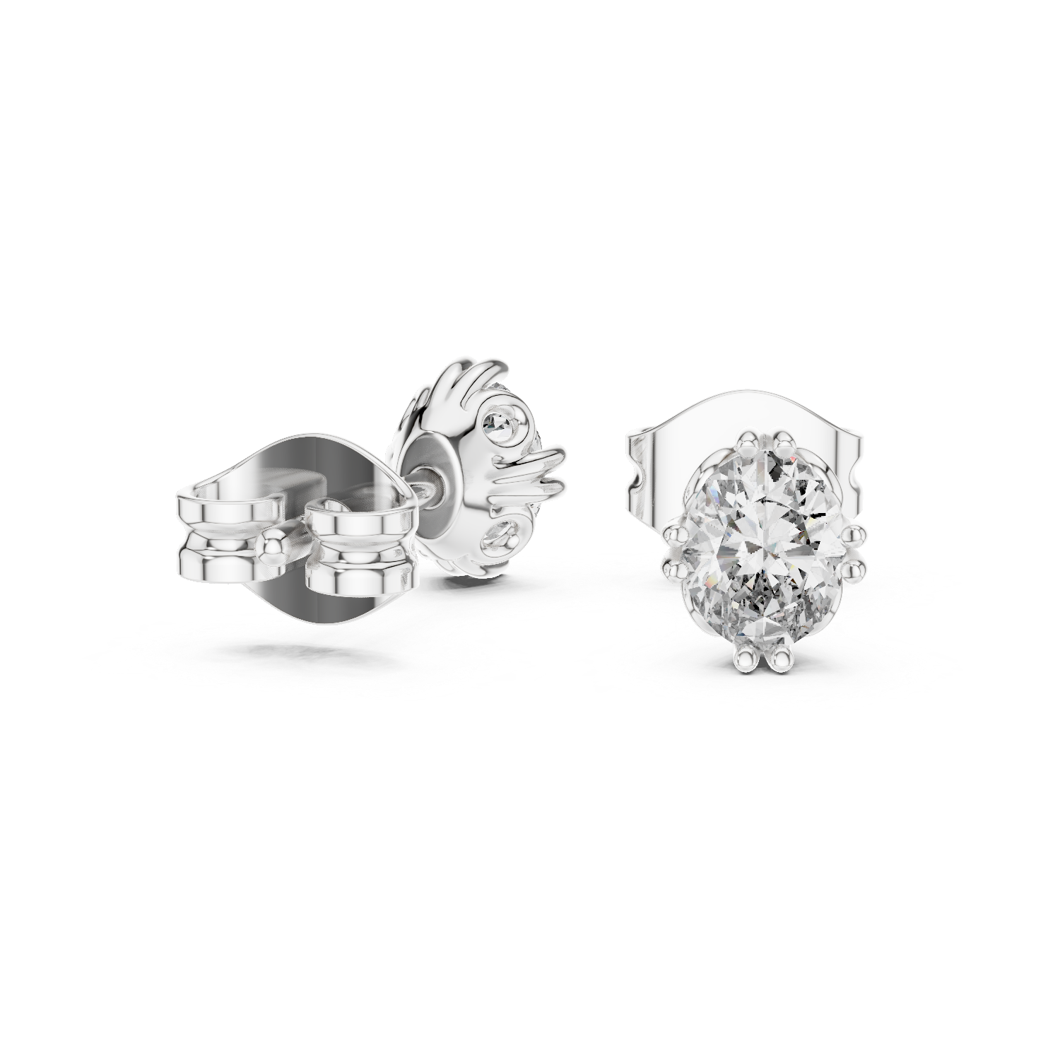 Oval cut solitaire diamond stud earrings in gold with lab grown diamonds by Signora Jewels