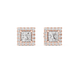 Princess cut halo diamond stud earrings in gold with lab grown diamonds by Signora Jewels
