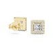 Princess cut halo diamond stud earrings in gold with lab grown diamonds by Signora Jewels