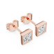 Princess cut solitaire diamond stud earrings in gold with bezel setting and lab grown diamonds by Signora Jewels