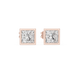 Princess cut solitaire diamond stud earrings in gold with bezel setting and lab grown diamonds by Signora Jewels