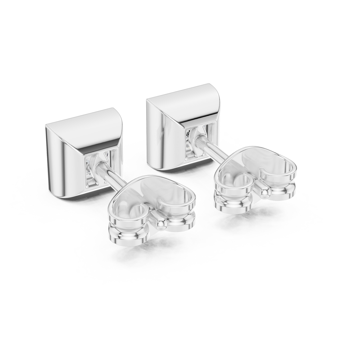 Princess cut solitaire diamond stud earrings in gold with bezel setting and lab grown diamonds by Signora Jewels