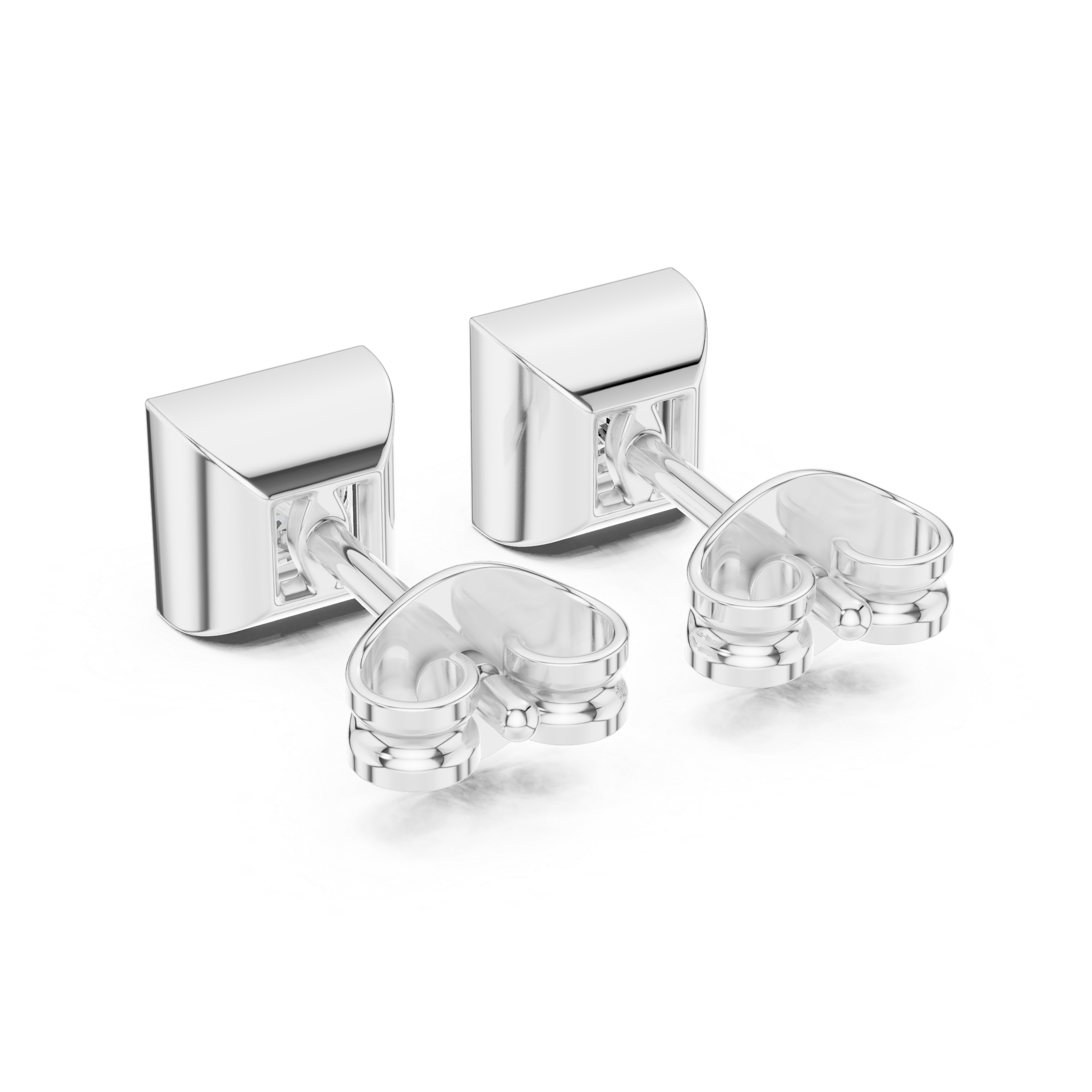 Princess cut solitaire diamond stud earrings in gold with bezel setting and lab grown diamonds by Signora Jewels