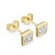 Princess cut solitaire diamond stud earrings in gold with bezel setting and lab grown diamonds by Signora Jewels