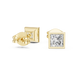 Princess cut solitaire diamond stud earrings in gold with bezel setting and lab grown diamonds by Signora Jewels