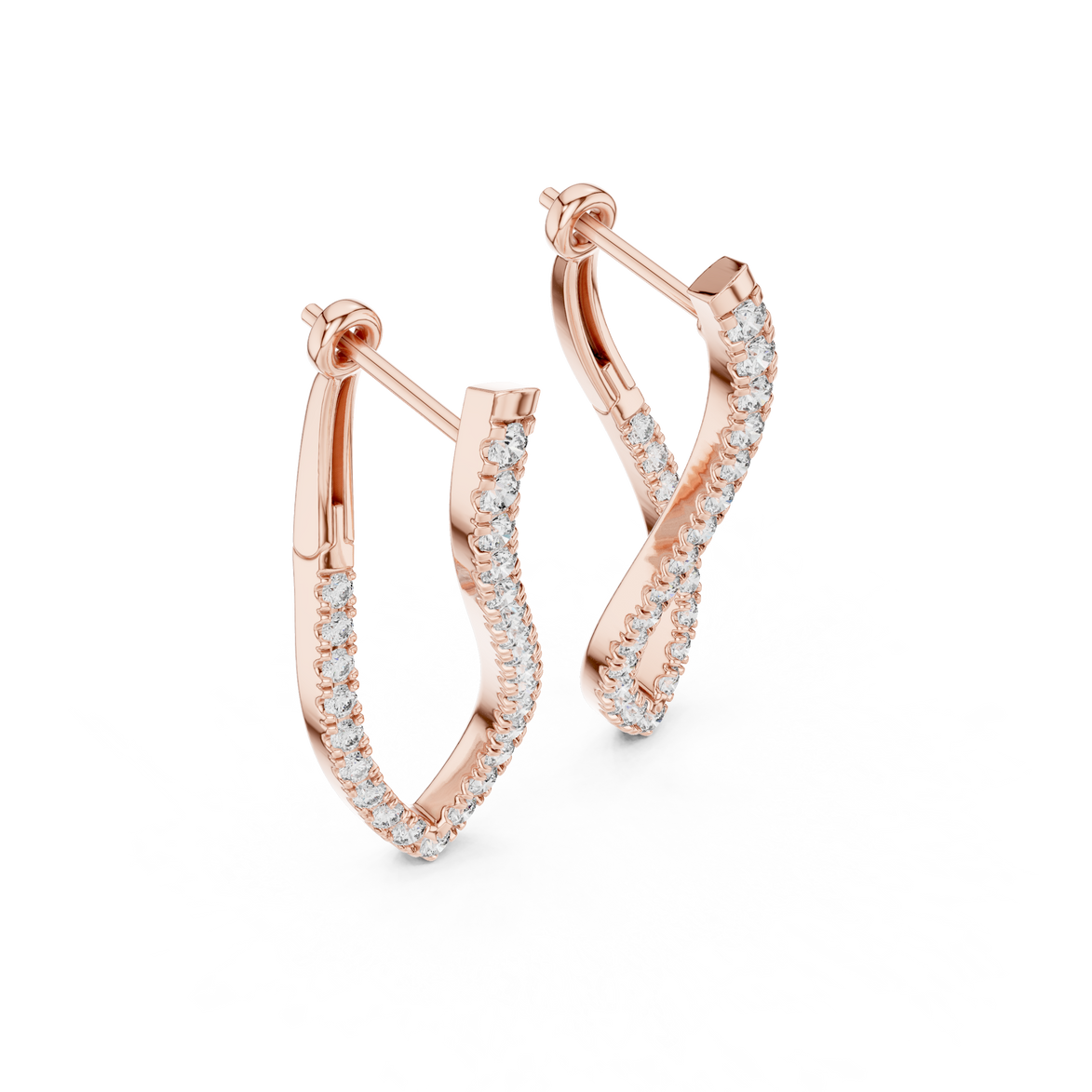Twisted infinity lab grown diamond drop earrings in gold with modern open design by Signora Jewels
