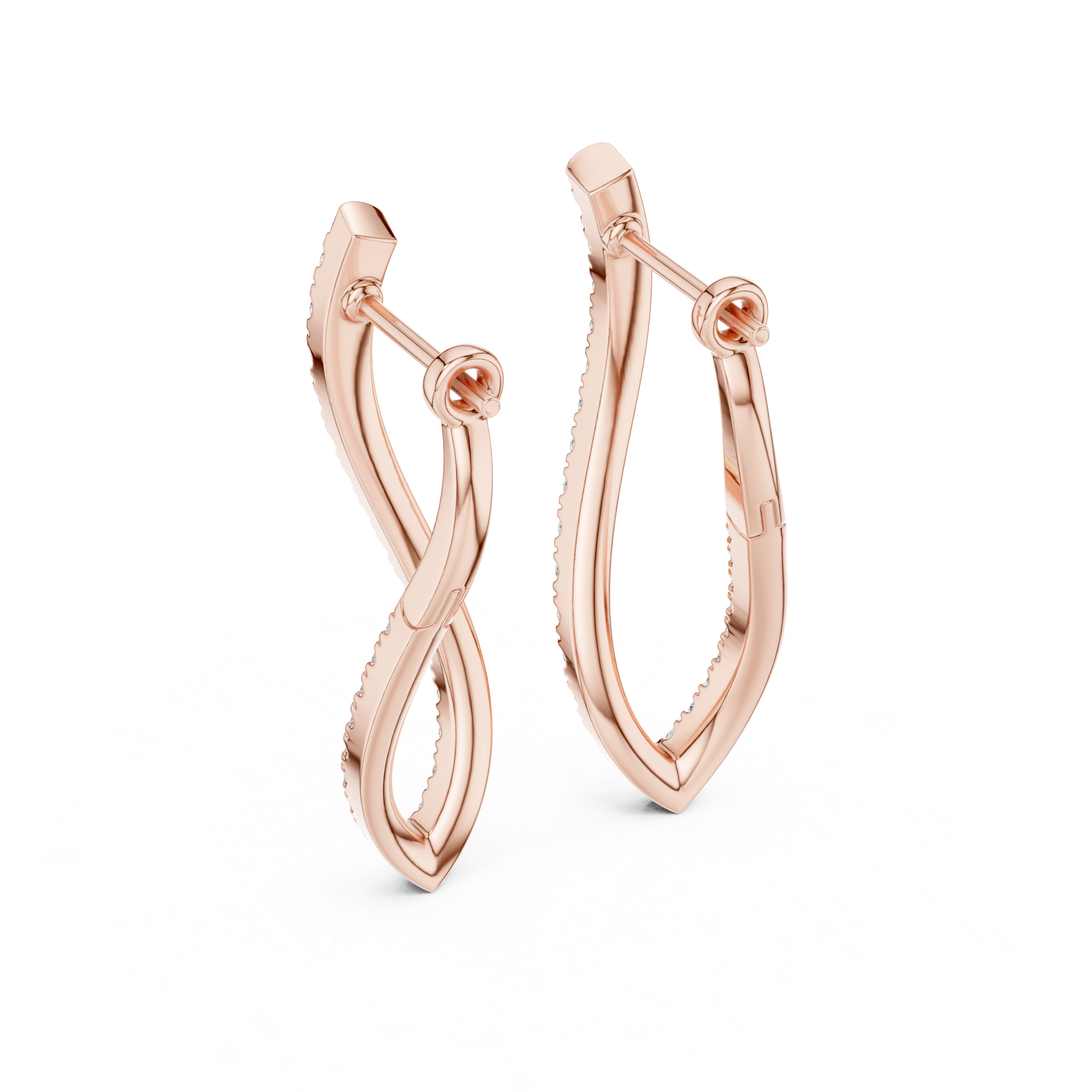Twisted infinity lab grown diamond drop earrings in gold with modern open design by Signora Jewels