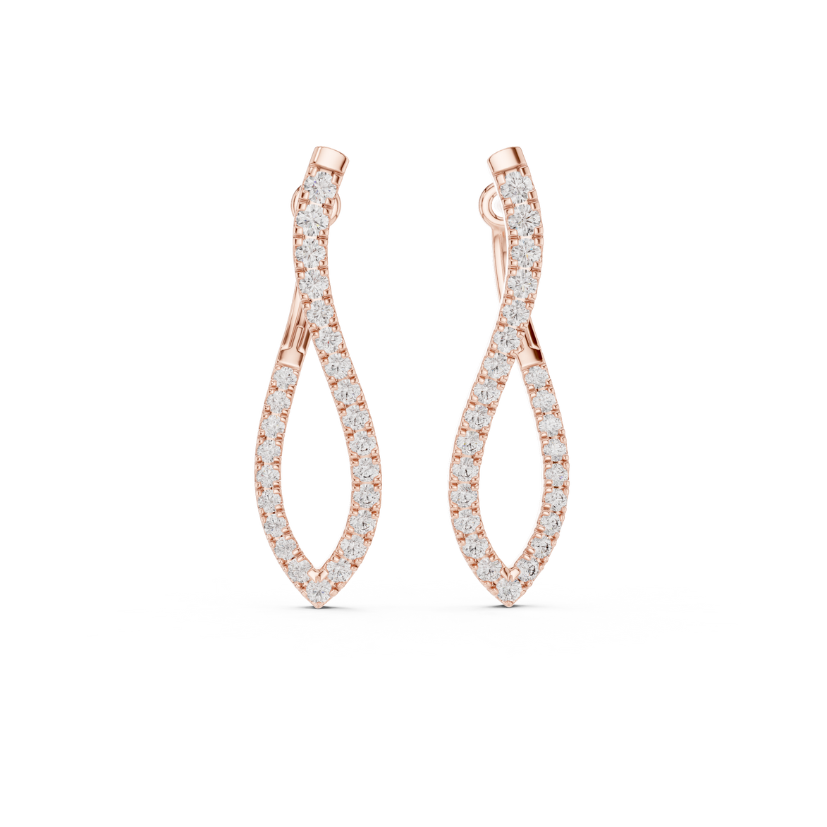 Twisted infinity lab grown diamond drop earrings in gold with modern open design by Signora Jewels